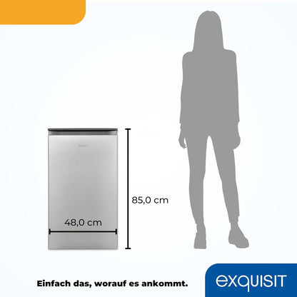 Exquisit KS117-3-010E Kühlschrank, 48Cm Breit, 82 L, LED, Silber