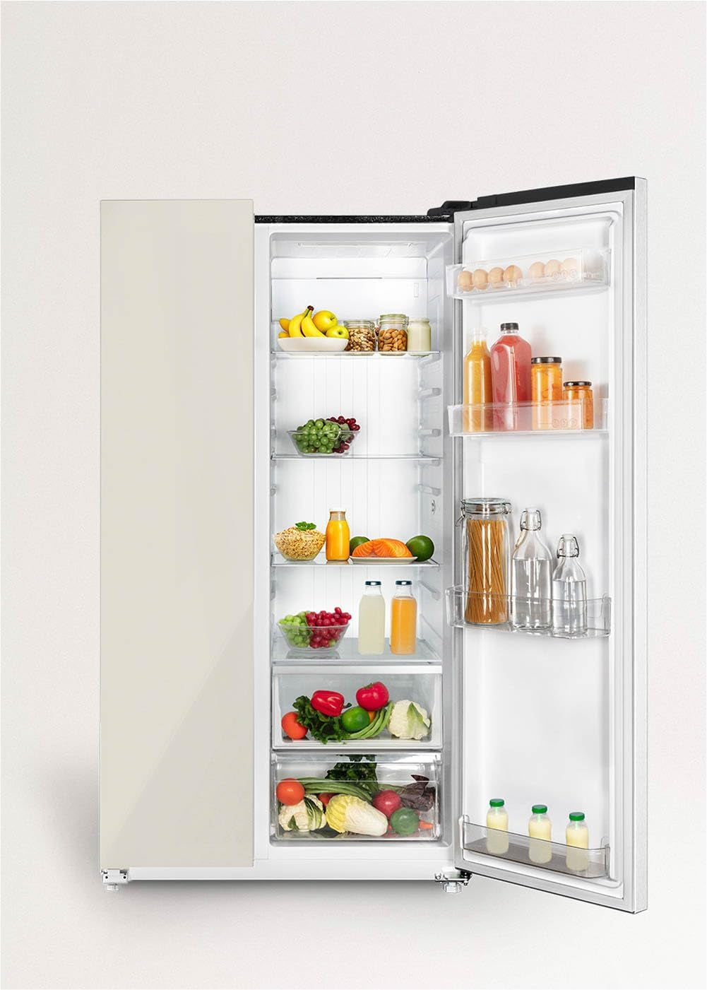/ FRIDGE STUDIO SIDE by SIDE 550 / Réfrigérateur Style Side by Side 550L Blanc Cassé / 91,2 X 70,4 X 177,7 Cm/No Frost, Traitement Antibactérien, Commande Tactile Électronique, 158W