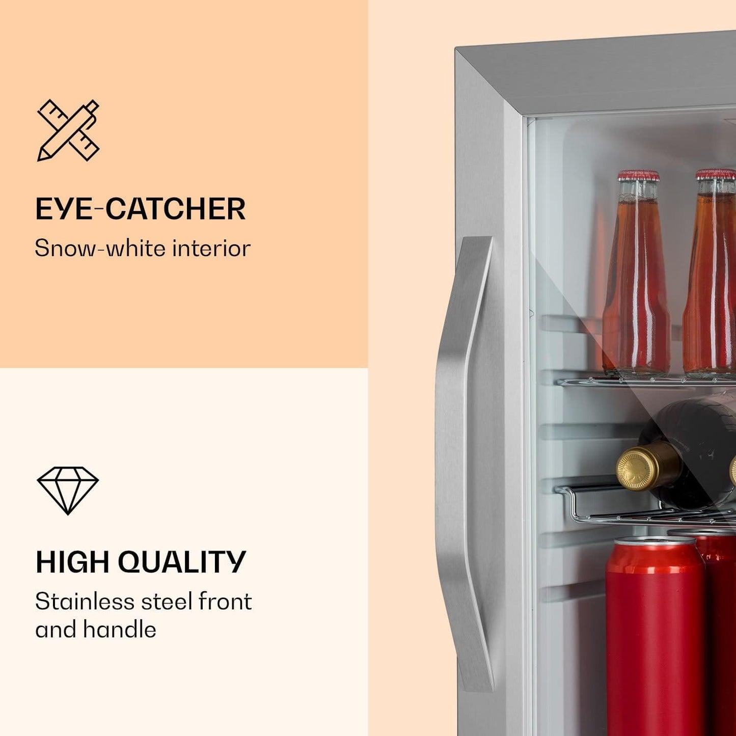 Beersafe Crystal White Réfrigérateur À Bière, Réfrigérateur À Boissons Avec Porte Vitrée, Réfrigérateur, Réfrigérateur Pour Bouteilles De 33 Litres