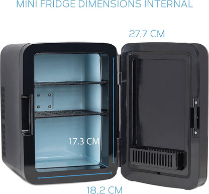 Body Escape Mini Réfrigérateur Pour Soins De La Peau Et Maquillage - Mini Réfrigérateurs Beauté À Porte En Verre - Réfrigérateur Portable, Compact, Et Silencieux Pour Le Maquillage - 10L - Noir
