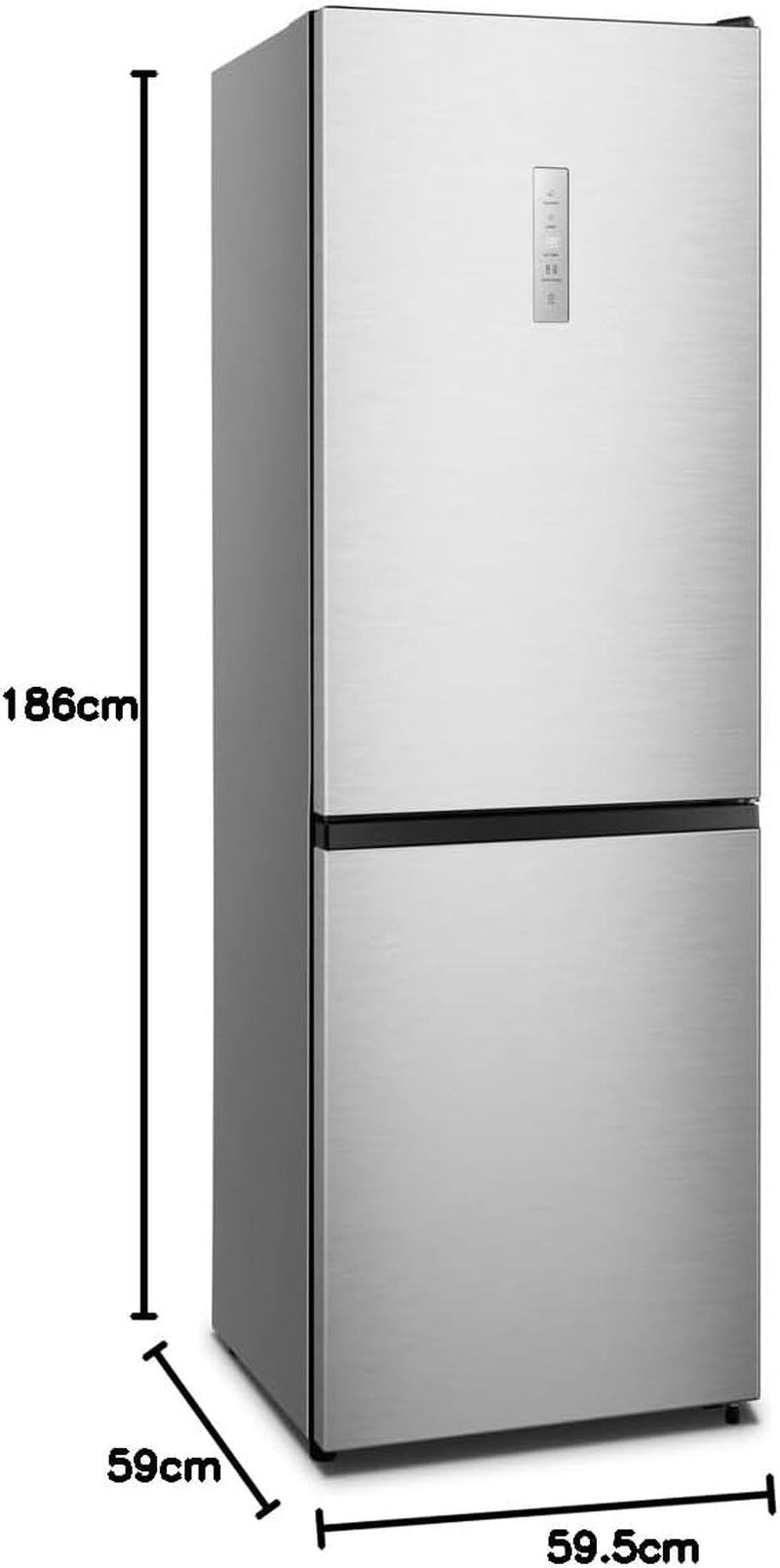 Hisense RB390N4CCD1 Réfrigérateur Combiné Total No Frost, Inox, 1,86 X 60 Cm, Classe D, 304L