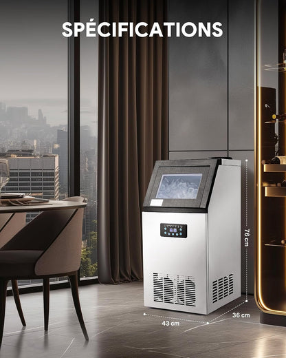 Machine À Glaçons Commerciale 480W 58Kg/24H Ice Maker Professionnel 36 Pièces Écran LCD Storage De 10Kg Pour Maison Bureau Restaurant Bar Café