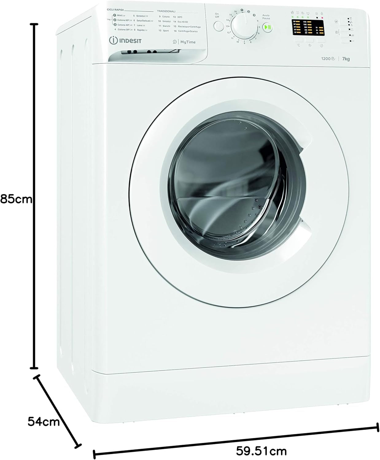 Indesit MTWA 71252 W IT Machine À Laver À Chargement Frontal, 9 Kg, A+++-10%, 1200 Tours/Min
