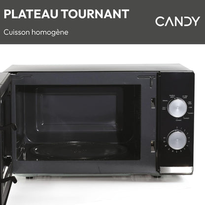 Moderna CMG20TNMB Four Micro-Ondes 700 W 20L , Fonction Gril, Fonction Décongélation, 20 Litres, Plateau Tournant 24,5Cm, Noir & Silver