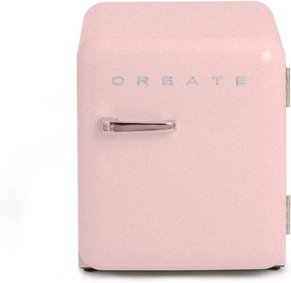 / RETRO FRIDGE 50 Silver/Réfrigérateur Rose Avec Poignée Argent/Pratique Et Fonctionnel, Matériaux Résistants