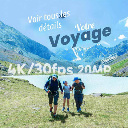 EK7000 Caméra Sport 4K 20MP Wifi Avec Carte Mémoire Microsdxc 64 Go | Action Camera 4K Étanche Jusqu'À 40M, Stabilisation EIS, Grand Angle 170°, Télécommande 2.4G, Carte 64 Go, Kit D'Accessoires