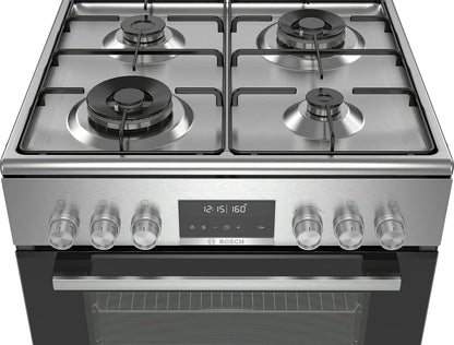 HXS79RJ50 Série 6 - Cuisinière Indépendante À Gaz Et Four Électrique - Pyrolyse - 63L - Inox