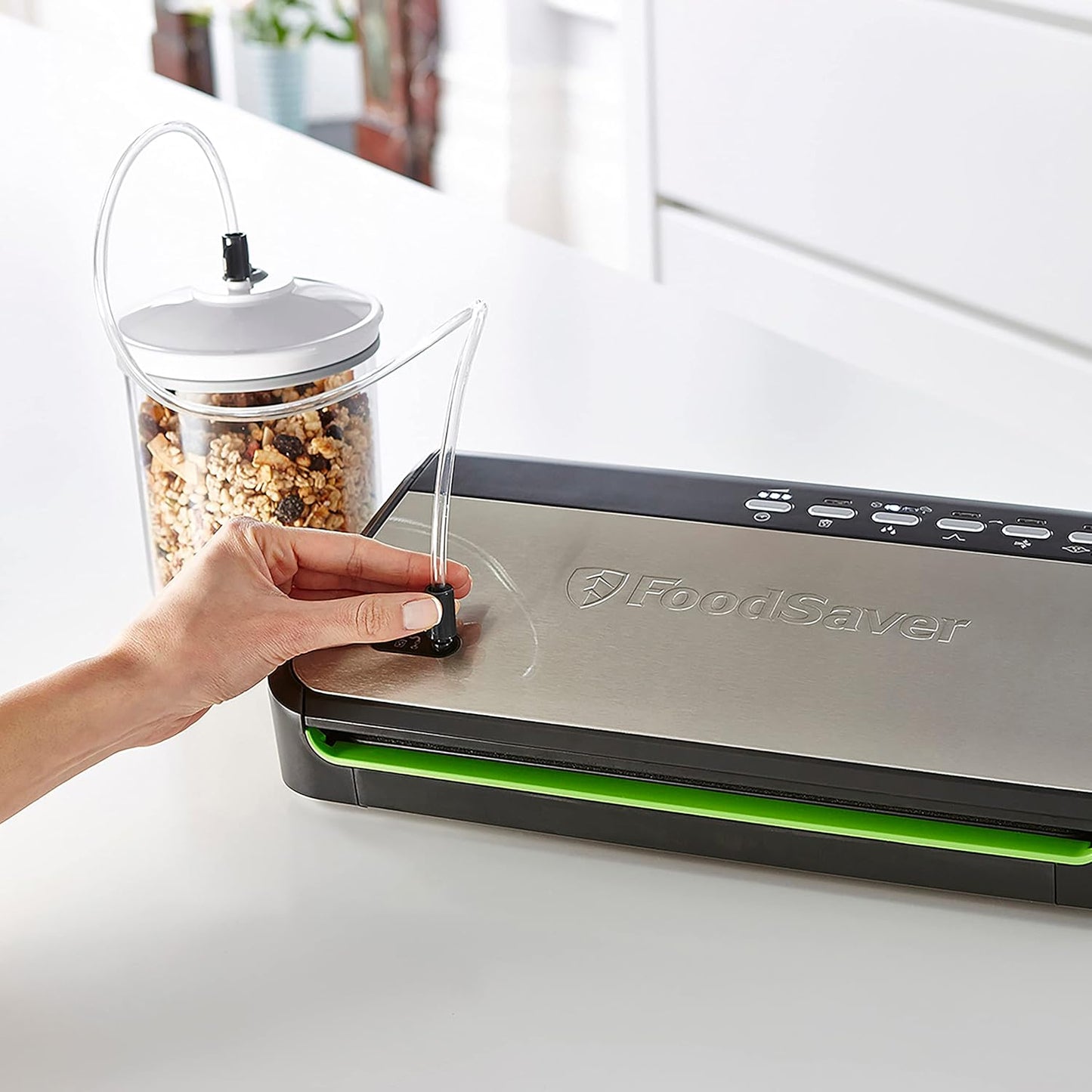 FFS005X Machine Sous Vide Avec Compartiment De Rangement Pour Rouleau Et Cutter, Fonction Pulse Pour Aliments Fragiles, Inclus Accessoires Et Sacs De Mise Sous Vide Assortis
