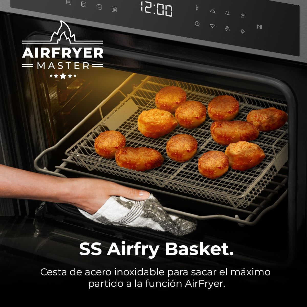 Four Encastrable Pyrolytique 60Cm Bolero Hexa P506000 Matt A+. 3400W, Capacité De 81L, 11 Fonctions Avec Airfryer Master, Pizza Master, 3D Cooking, Steam Base X2, Pyrolyse