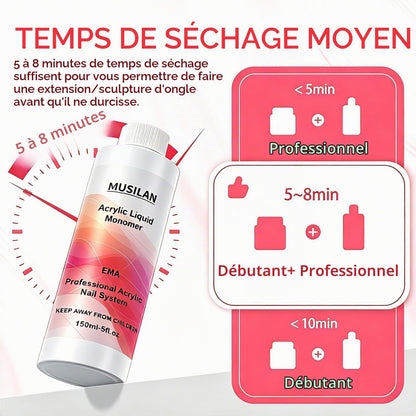 Monomère Liquide Acrylique Pour Ongles Avec 3PCS Pinceaux Ongles | Professionnel Grande Capacité 150Ml Monomère Liquide Acrylique Pour La Conception D'Ongles En Qualité Studio Et Débutant