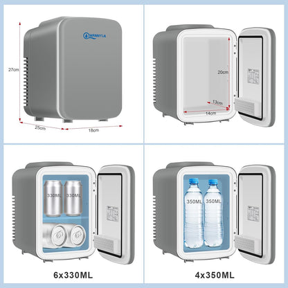 4L Mini Frigo, Petit Réfrigérateur Portable, Réfrigérateur Cosmétique, Frigo Mignon, Fonction Froid/Chaud Pour Bureau, Chambre, Voiture, Voyage, 220V/12V, Gris, 24,5X18,5X27Cm