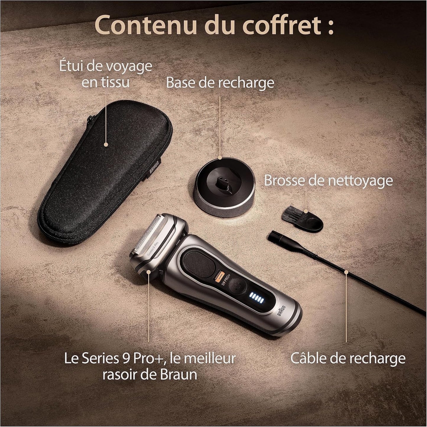 Rasoir Electrique Homme Series 9 PRO+ 9517S, Argent | Etanche, Batterie Rechargeable, Lame Prolift, Tondeuse Protrimmer En Acier Inoxydable, Coffret De Rasage Avec Etui De Voyage