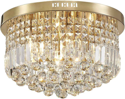 Saint Mossi Lustre En or À 9 Lumières Lustre Moderne K9 Lustre De Plafond Goutte De Pluie En Cristal Plafonnier Encastré Pour Salle À Manger, Chambre, Salon, H50Cm X D50 Cm