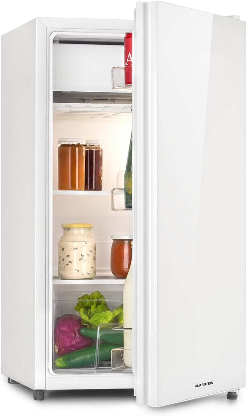 Luminance Frost - Réfrigérateur, 91L, 110 Kwh/An, 7 Niveaux De Réglage De La Température, Eclairage Intérieur, Look Moderne, Bac À Oeufs, Clayettes Verre - Blanc