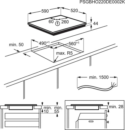 Table De Cuisson À Induction 59Cm 3 Feux 7200W Flexinduction Noir - EIV63343
