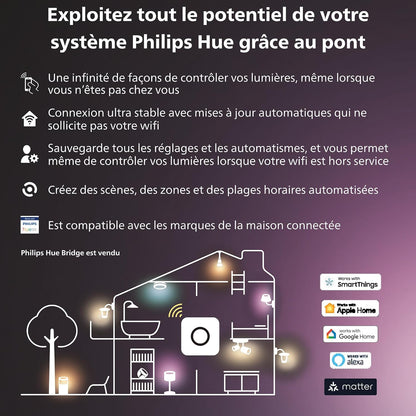 Philips Hue White and Color, Lightstrip Hue Play Gradient PC Pour Écran 24-27 Pouces, Synchronisation De La Lumière Avec Le Jeu Avec Hue Sync, Fonctionne Avec Alexa, Google Assistant Et Apple Homekit
