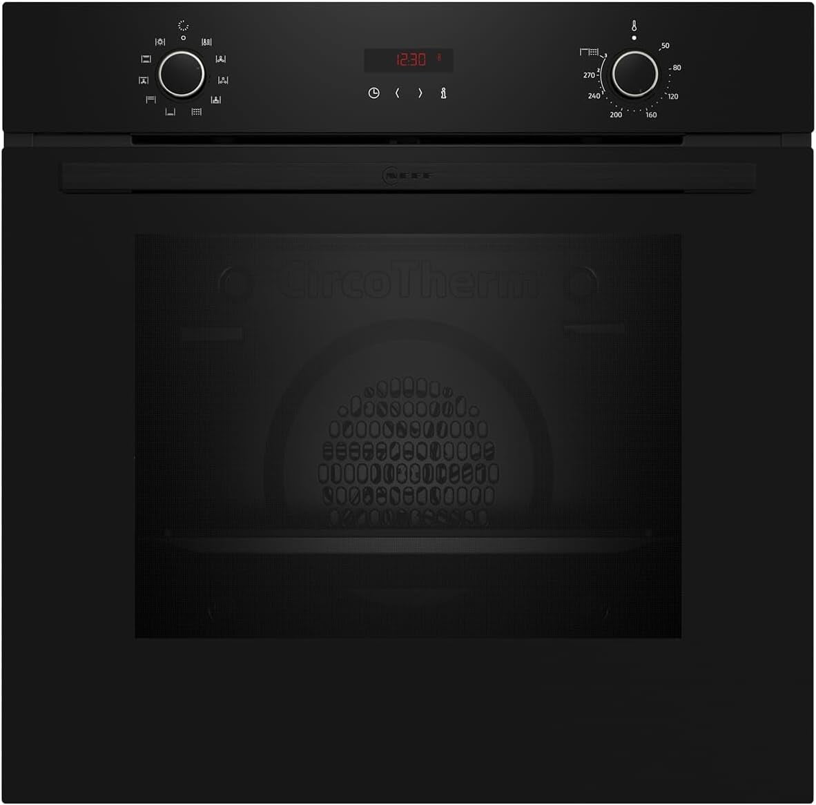 Neff B2CCG6AK0 N30 EEK: a Einbaubackofen, 60 Cm Breit, 71 L, Pyrolytisch+Hydrolytisch, Led-Display, Grill, Circotherm, Kindersicherung, Schwarz